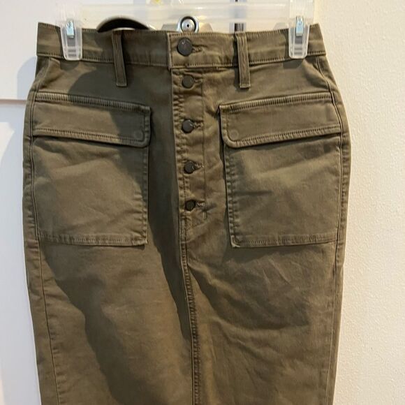 J Brand Womens Ani 7035B114 Midi Skirt Olive Drab Khaki 27 - Picture 1 of 16